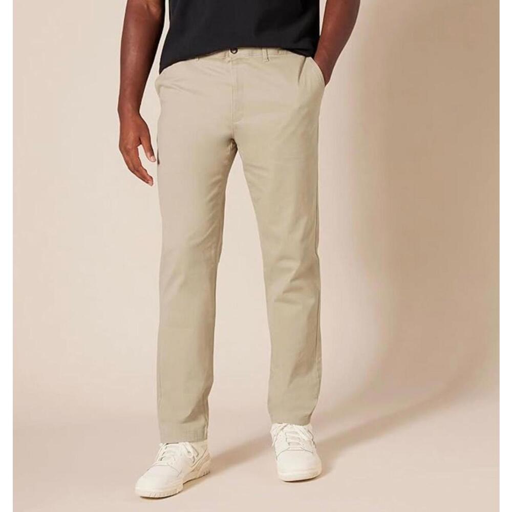Amazon Essentials Mens Slim-Fit Casual Stretch Chino Pant, Khaki, 33Wx30L